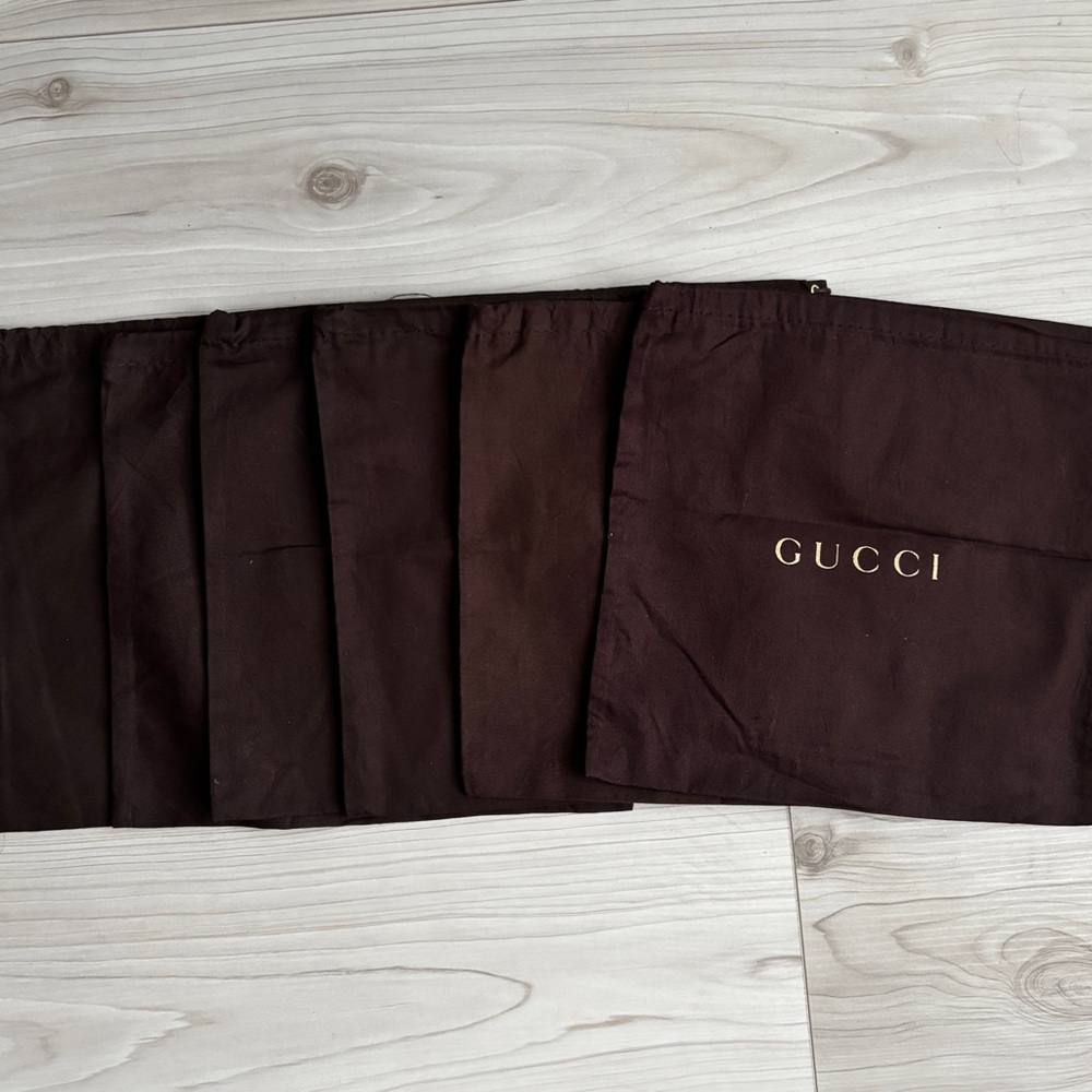 Gucci Brown Dust Bag with Gold Logo 10.25” x 10”